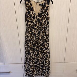 J. Crew Tan Dress with Black Floral Design